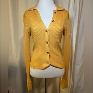 Yellow Abercrombie & Fitch Ribbed Cardigan
